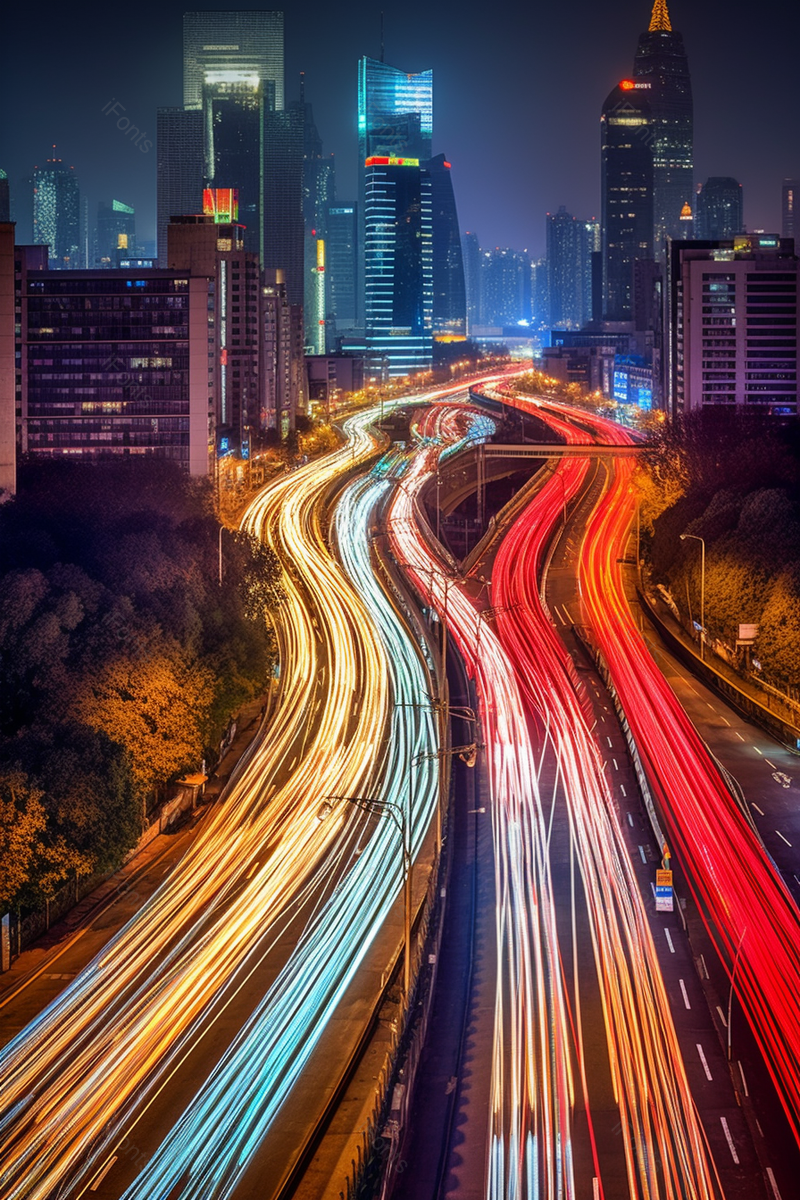 城市夜景长曝光霓虹灯车流车轨摄影背景,高清,摄影图,摄影图片,图片大全,摄影图免费下载